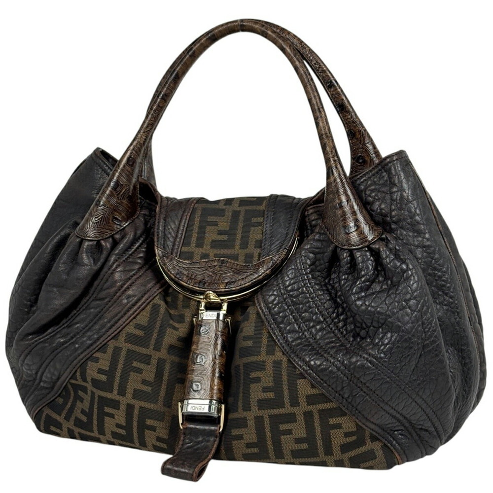 Fendi Zucca Spy bag canvas handbag dark brown